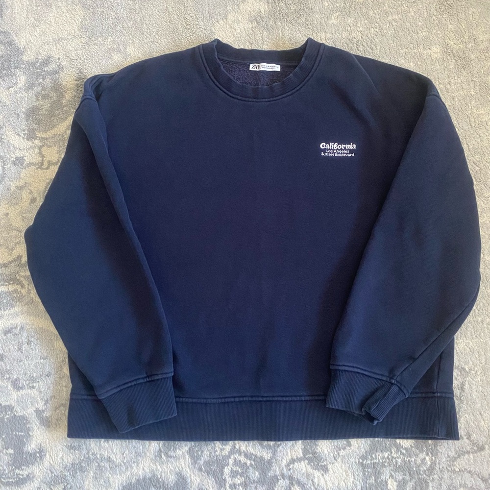 Zara Dark Blue Crewneck California Sweatershirt